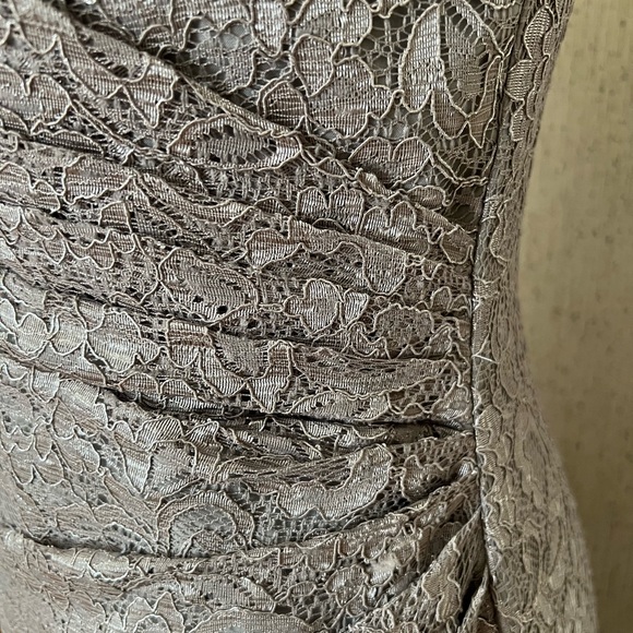 David’s Bridal Elegant Grey Lace Evening Dress maxi dress. - Picture 3 of 7